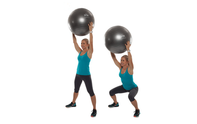 Stability Ball Overhead Squats