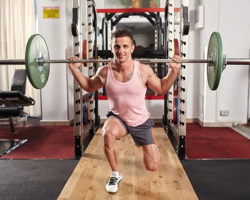 Alternate barbell lunges